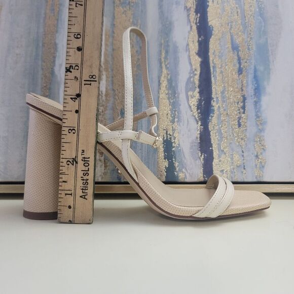 Sam Edelman Kit Ivory Square Toe Slingback Strap Cylindrical Block Heel Sandals - Picture 11 of 11